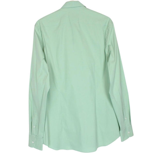 Prada green long sleeve shirt with popeline stretch fabric and logo detail.
