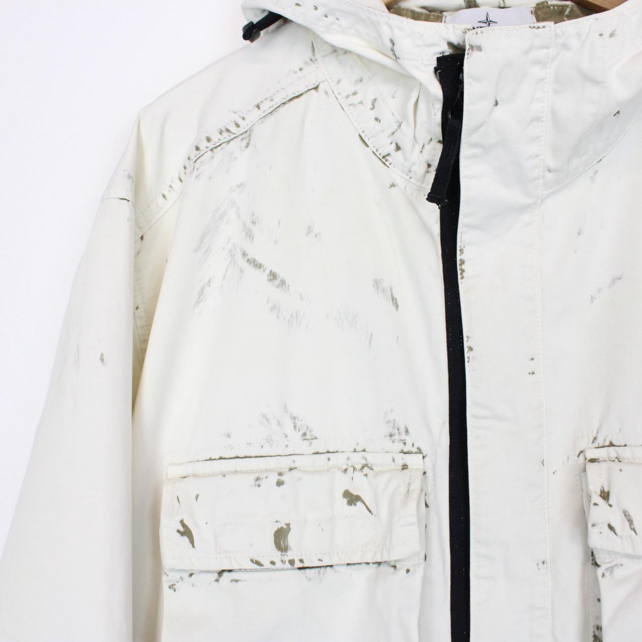 Stone Island SS 2017 Cream and Olive Hand Corrosion on Raso Jacket