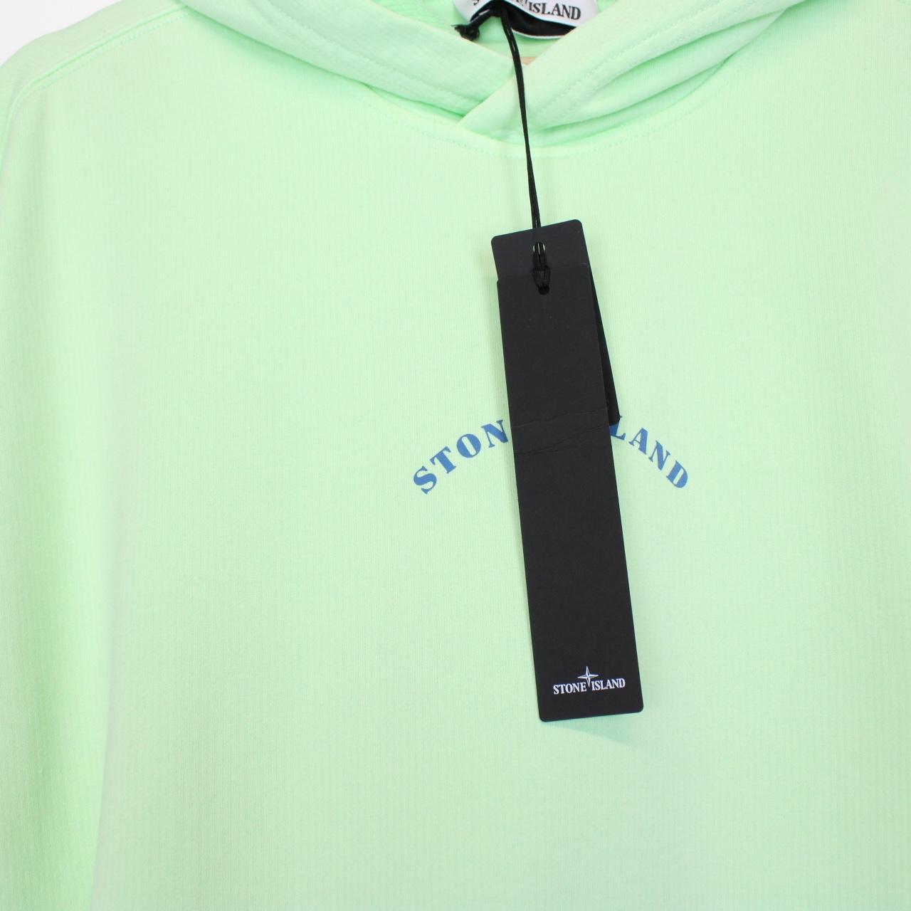 Stone Island Marina SS 2023 Light Green Plated Dyed Cotton Hoodie Jumper