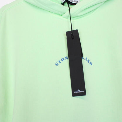 Stone Island Marina SS 2023 Light Green Plated Dyed Cotton Hoodie Jumper