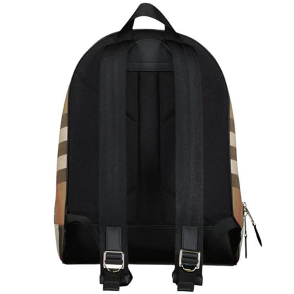 Burberry beige and black duffel bag with signature Nova Check pattern and logo.