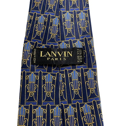 Lanvin silk tie featuring floral geometric print in vibrant colors.