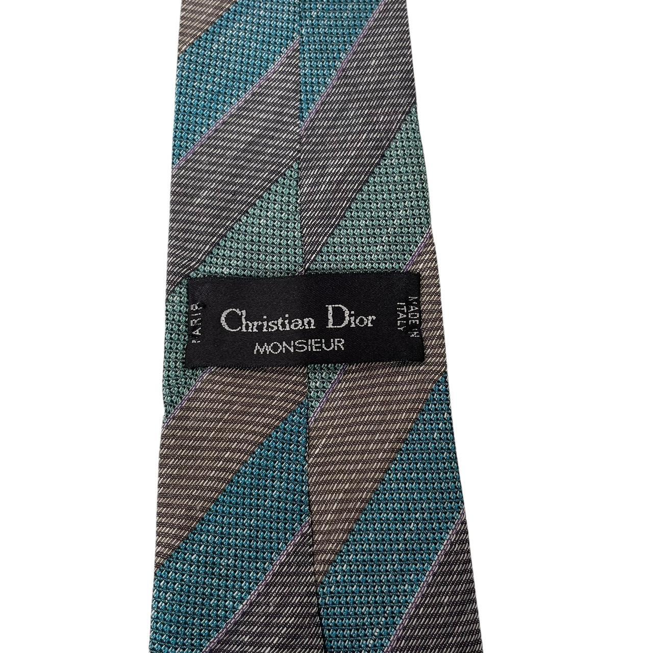 Vintage Christian Dior Multicoloured Striped Linen/Silk Tie