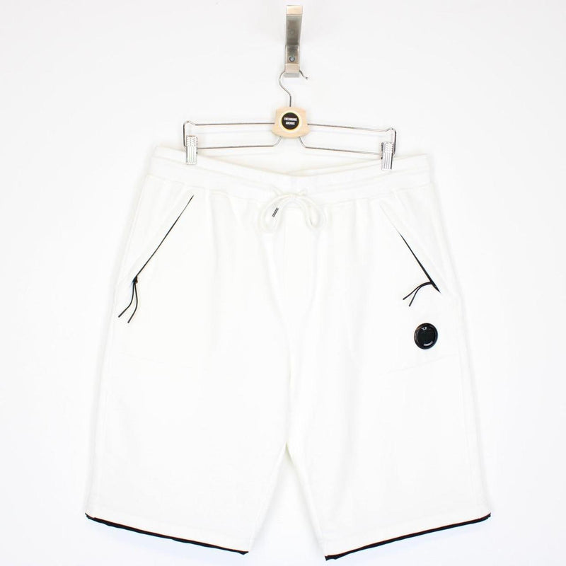 CP Company White and Black Cotton Jogger Shorts