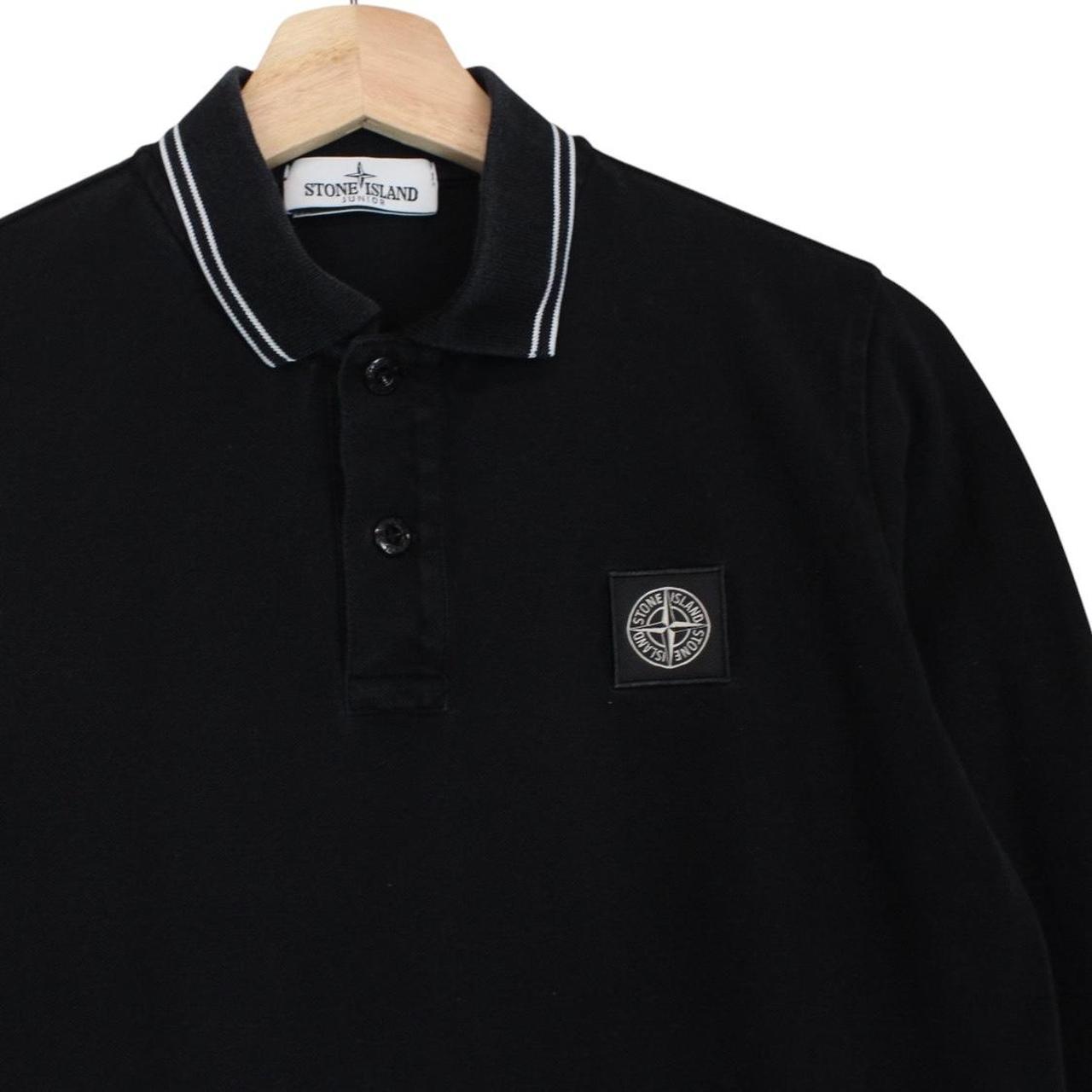 Stone Island Junior AW 2020 Black Long Sleeve Compass Cotton Polo Shirt