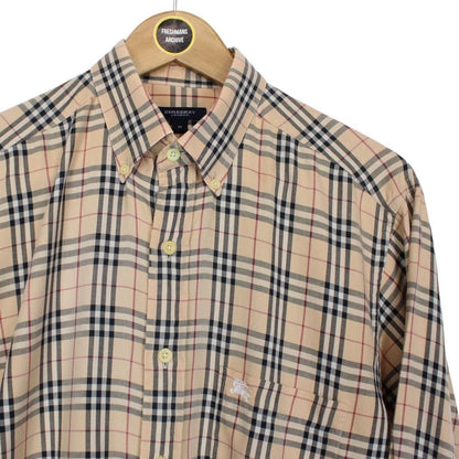 Vintage Burberry London Beige Nova Check Cotton Long Sleeve Shirt