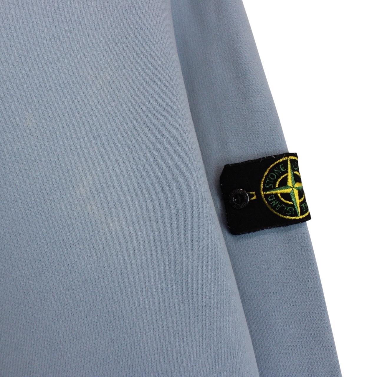 Stone Island blue hoodie with logo patch and cotton material, size XL.