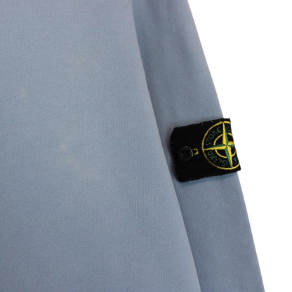 Stone Island blue hoodie with logo patch and cotton material, size XL.