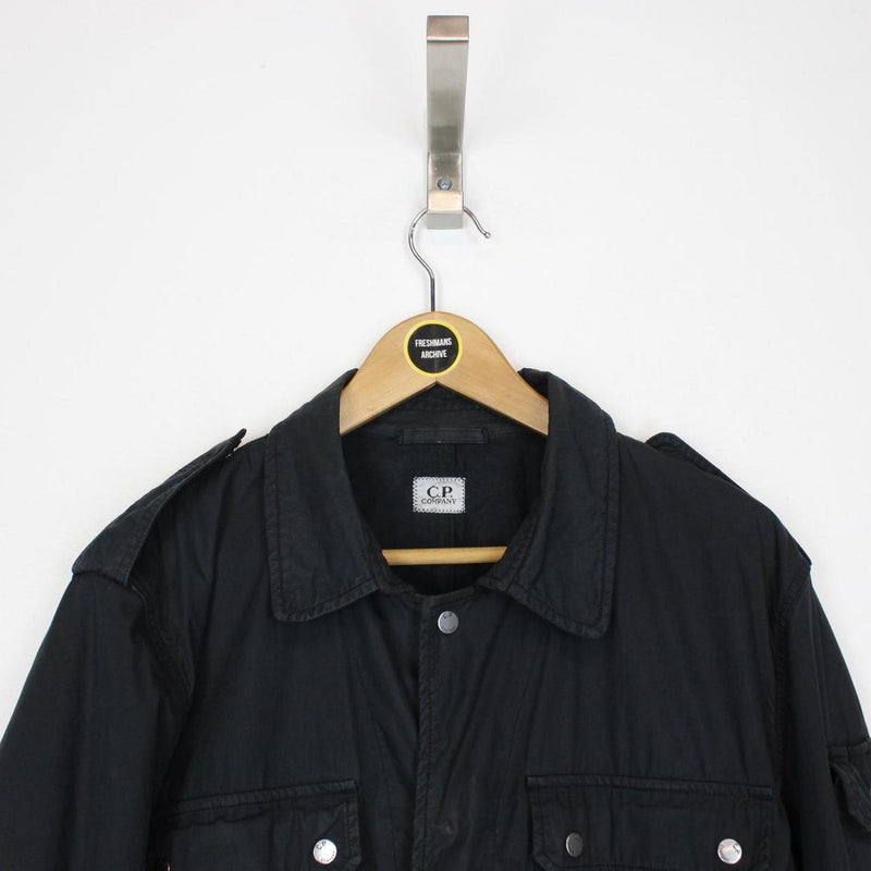 CP Company Navy Blue Full Zip Padded Lens Overshirt Jacket