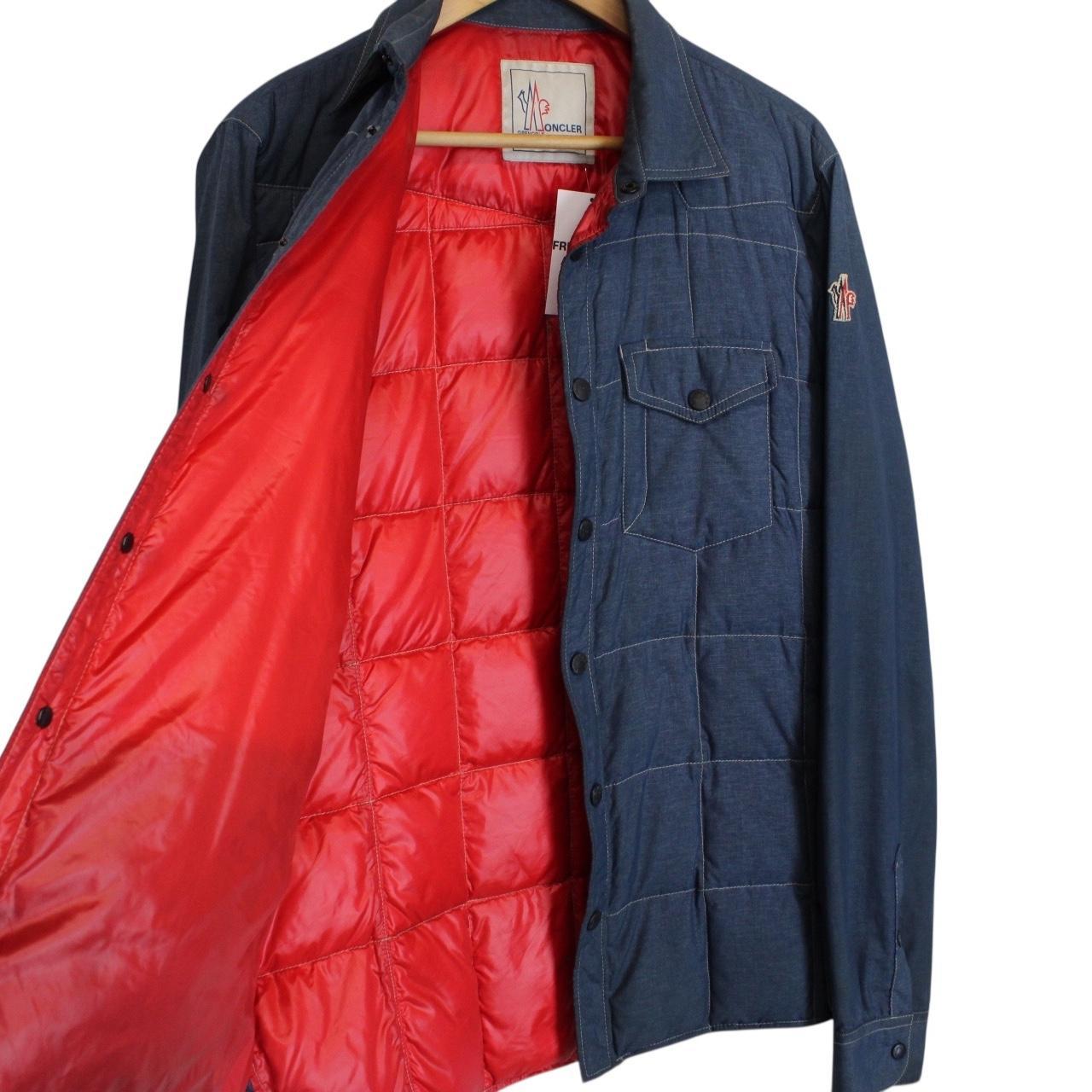 Moncler Grenoble Risle Blue Nylon Blend Down Overshirt Jacket