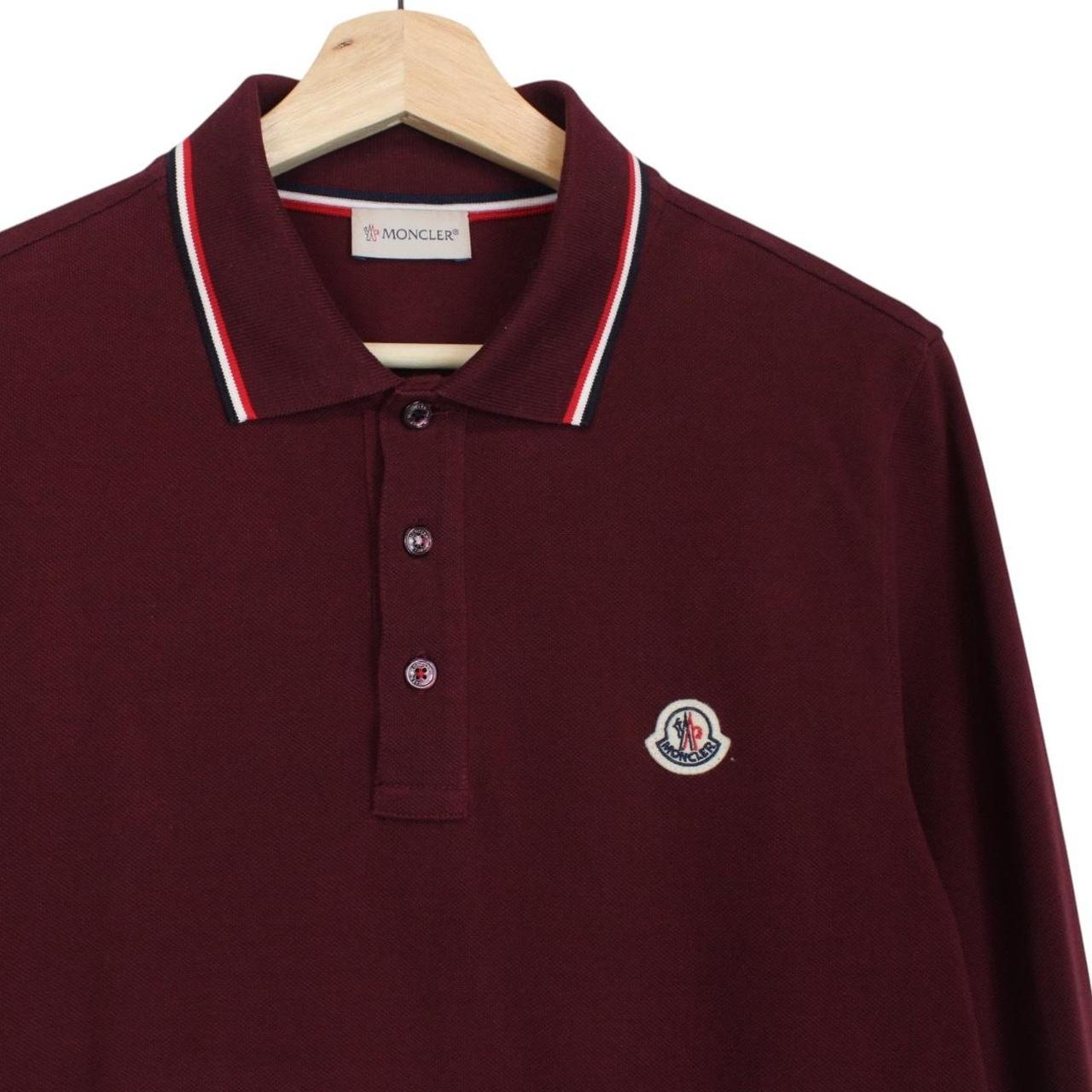 Moncler Maglia Manica Lunga Burgundy Long Sleeve Cotton Polo Shirt