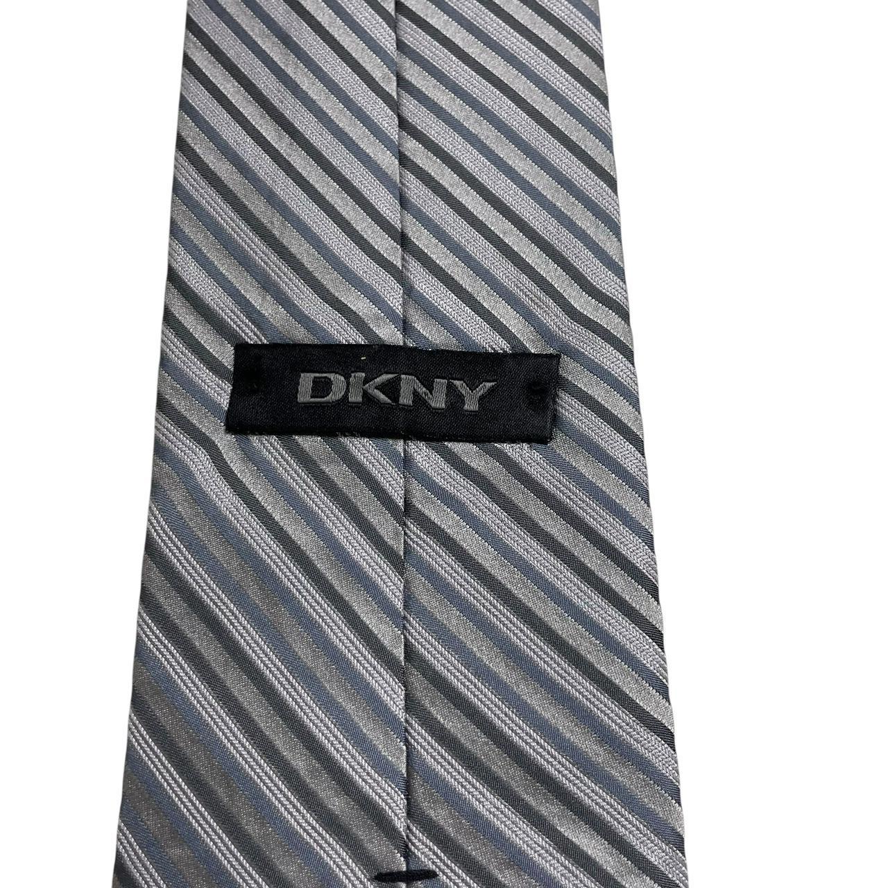 Vintage DKNY Silver Striped Silk Tie