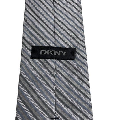 Vintage DKNY Silver Striped Silk Tie