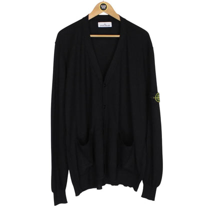Stone Island AW 2024 Black Virgin Wool Knit Button Up Cardigan