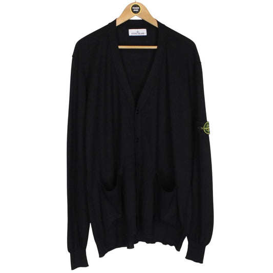 Stone Island AW 2024 Black Virgin Wool Knit Button Up Cardigan
