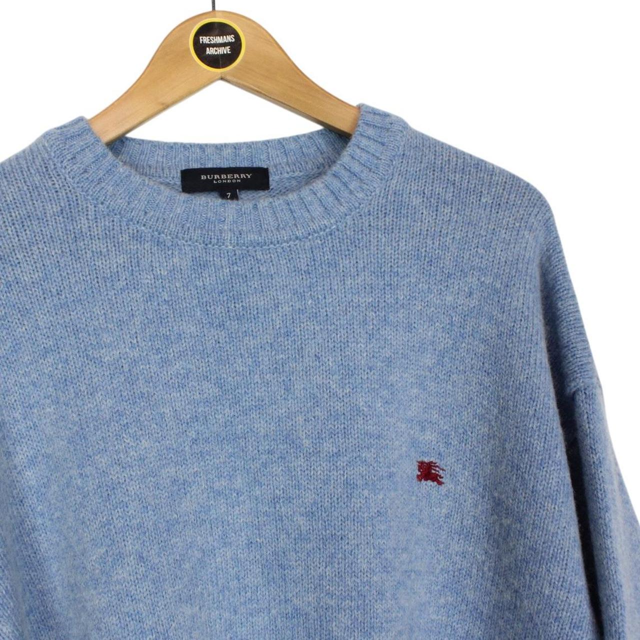 Vintage Burberry London Blue Wool Knit Jumper