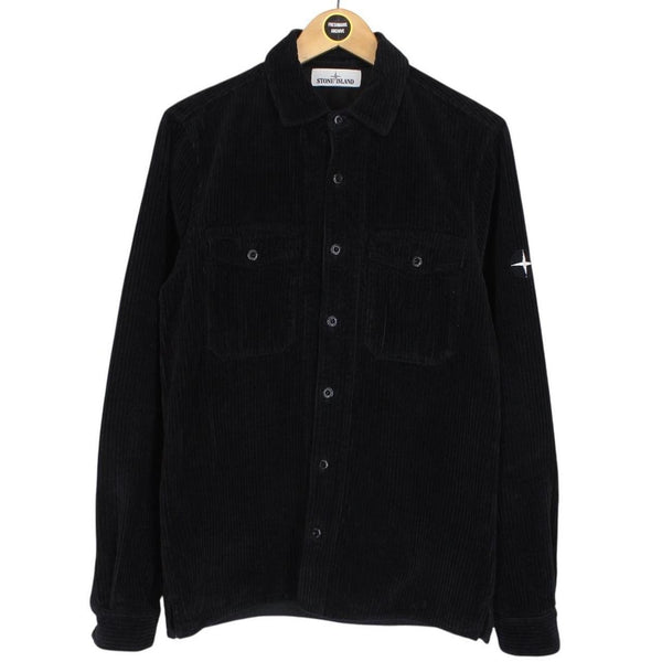 Stone Island AW 2020 Black Long Sleeve Jumbo Corduroy Shirt