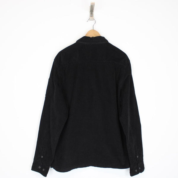 CP Company Black Corduroy 1/4 Zip Lens Overshirt Jacket