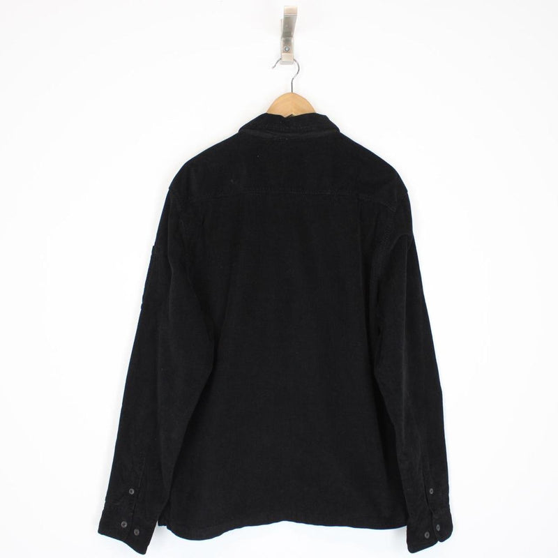 CP Company Black Corduroy 1/4 Zip Lens Overshirt Jacket