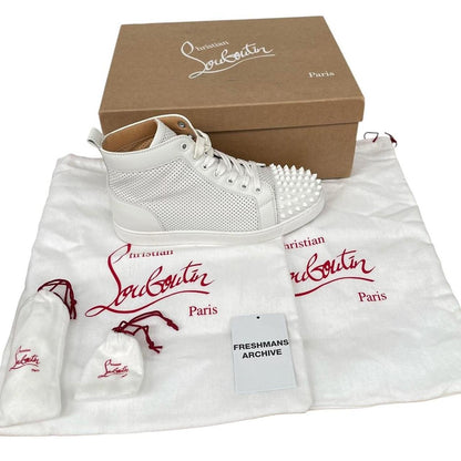 Christian Louboutin White Louis Flat Calf Leather Spikes Trainers
