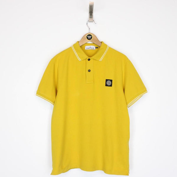 Stone Island AW 2018 Yellow Short Sleeve Compass Polo Shirt