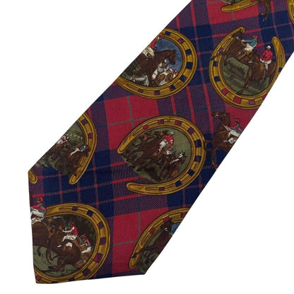 Polo Ralph Lauren multicoloured silk tie featuring equestrian print and logo detail.