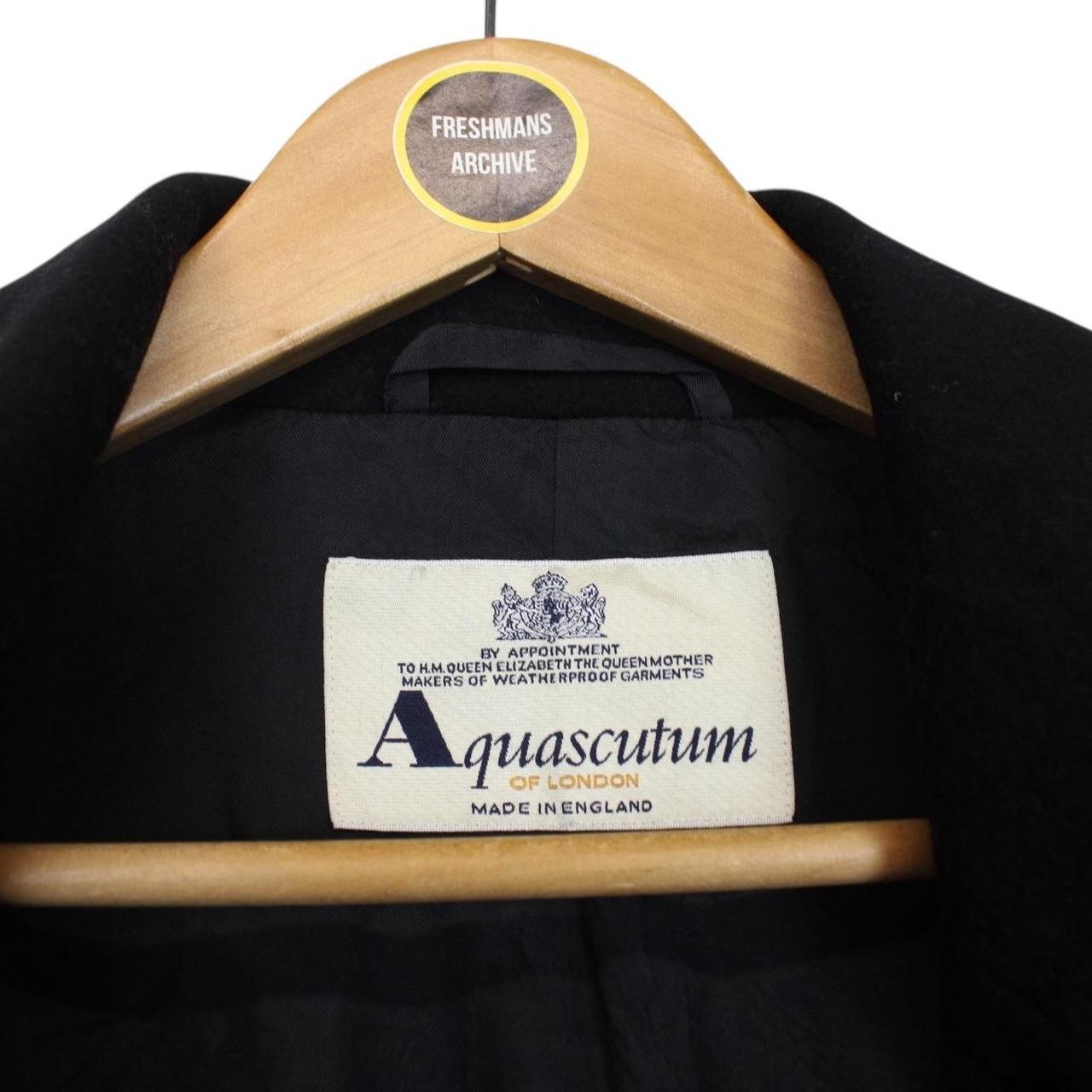 Vintage Aquascutum Black Cashmere Wool Blend Double Breasted Coat