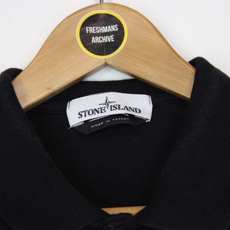 Stone Island AW 2021 Black Short Sleeve Compass Polo Shirt