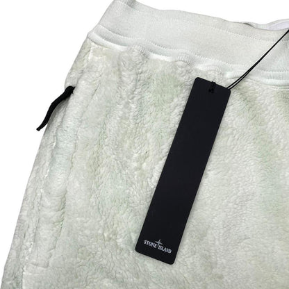 Stone Island AW 2021 Pale Green Teddy Fleece Cotton Cargo Shorts