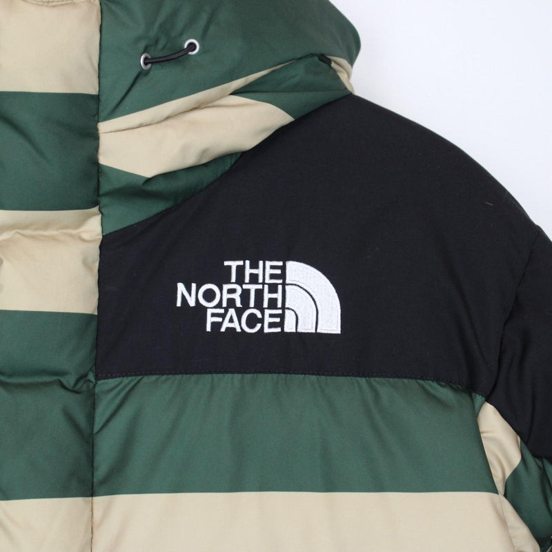 The North Face Beige, Black and Green Striped Himalyan Down Puffer Jacket