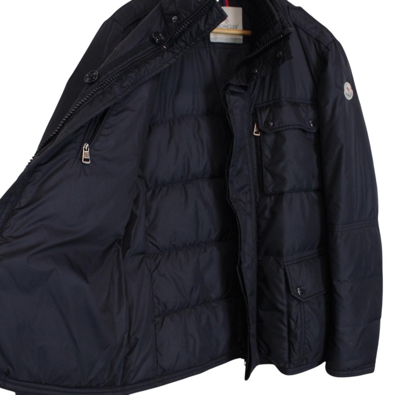 Moncler Amazzone Navy Blue Full Zip Multipocket Down Jacket