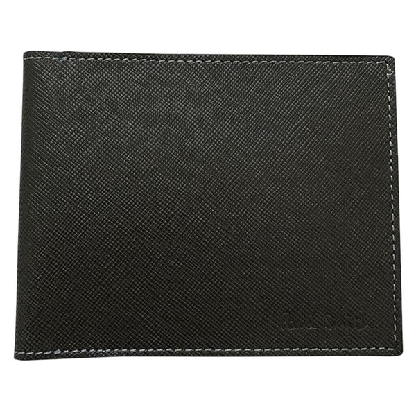 Paul Smith black and blue bifold wallet Saffiano leather with logo detail.