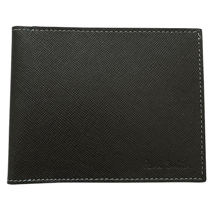 Paul Smith black and blue bifold wallet Saffiano leather with logo detail.