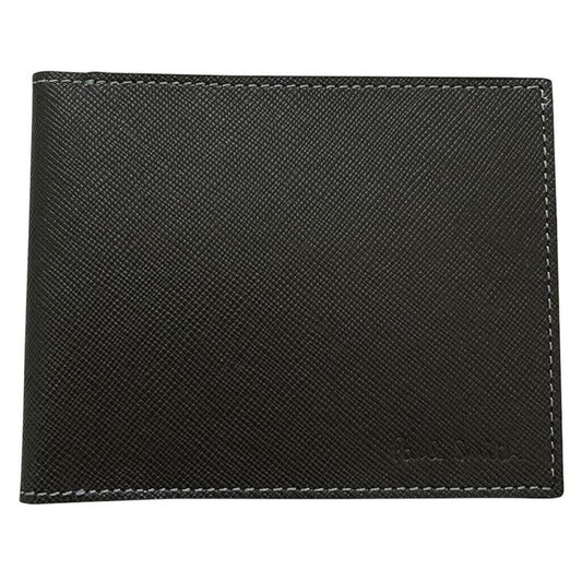 Paul Smith black and blue bifold wallet Saffiano leather with logo detail.