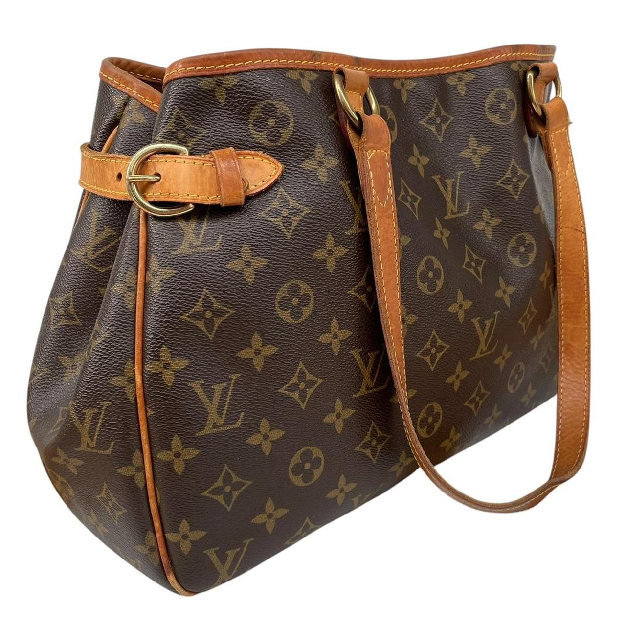 Louis Vuitton Brown Coated Canvas/Leather Vertical Monogram Tote Batignolles Bag