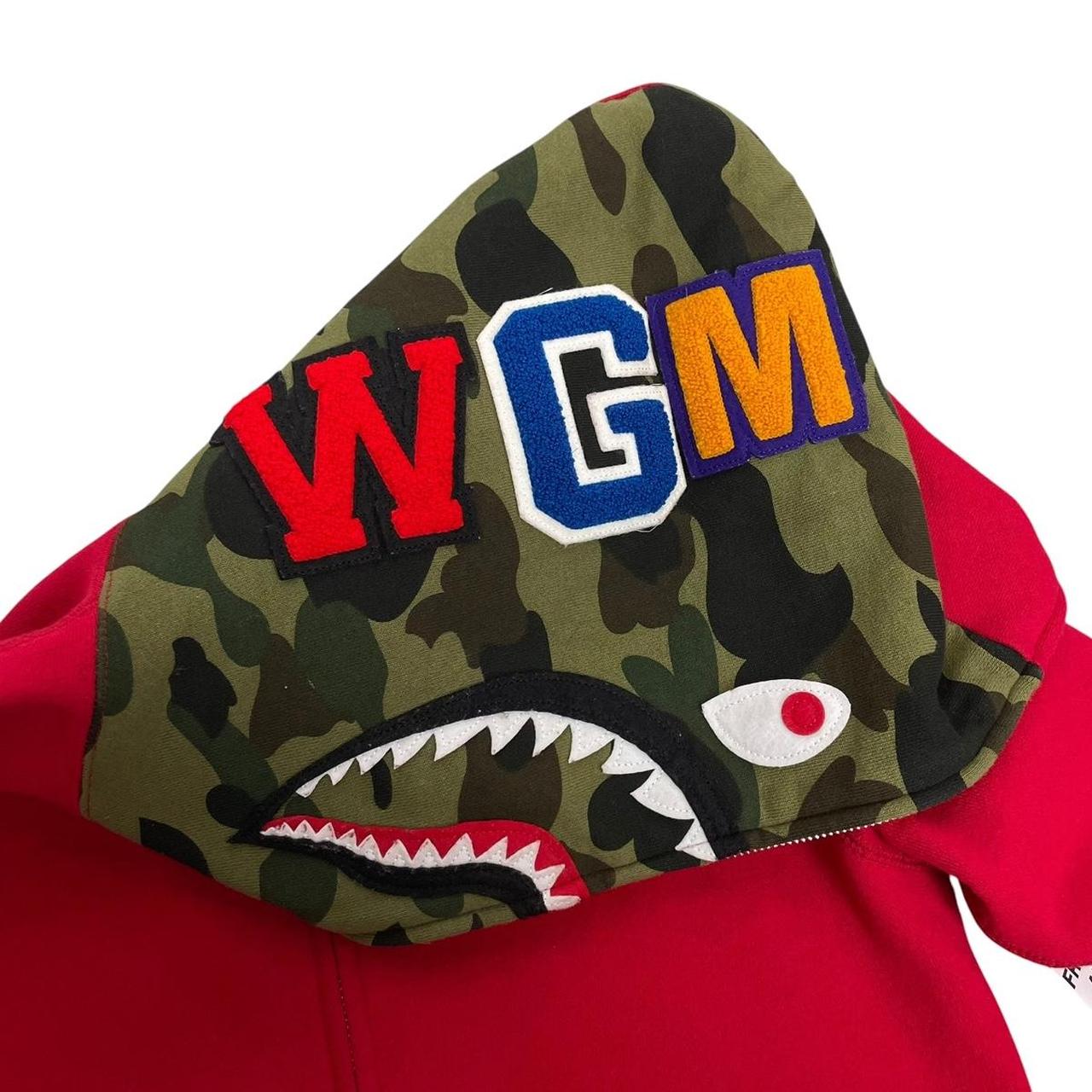 Bape Red Camo Full Zip WGM Shark Hoodie Jumper