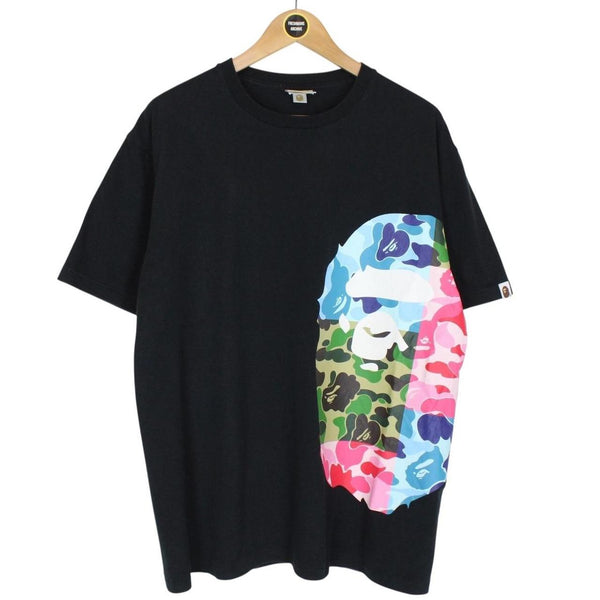 Bape Black and Multicoloured ABC Camo Crazy Side Ape Head Short Sleeve T-Shirt