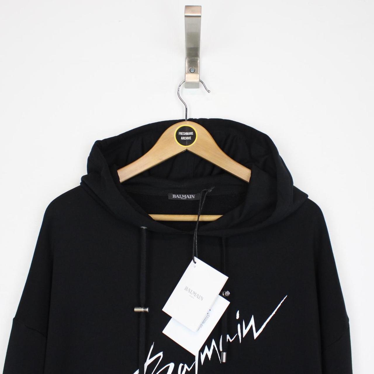 Balmain Paris Black and White Signature Logo Print Hoodie Jumper