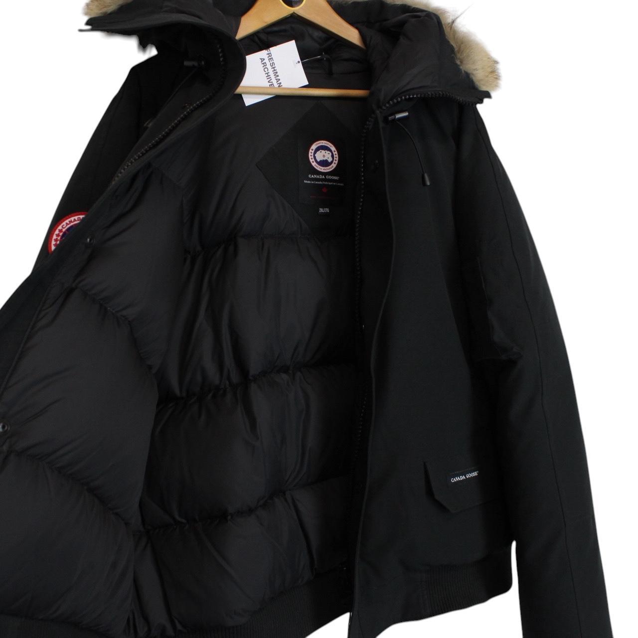 Canada Goose Black Chilliwack Bomber Down Jacket with Fur Trim