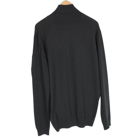 CP Company Dark Grey Virgin Wool Blend Knit Lens Turtle Neck Jumper