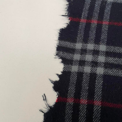 Vintage 90s Burberry Navy Blue Nova Check Lambswool Scarf