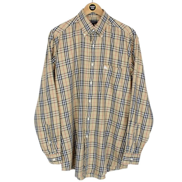 Vintage Burberry London Beige Nova Check Long Sleeve Shirt
