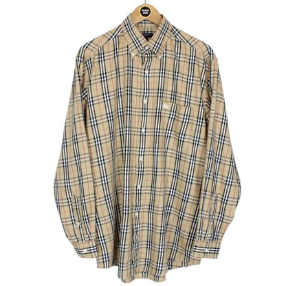 Vintage Burberry London Beige Nova Check Long Sleeve Shirt