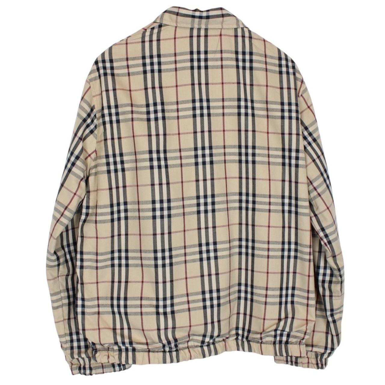 Vintage Burberry London Navy Blue and Tan Brown Nova Check Reversible Harrington