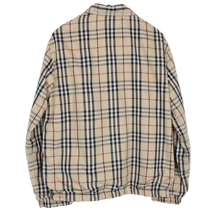 Vintage Burberry London Navy Blue and Tan Brown Nova Check Reversible Harrington