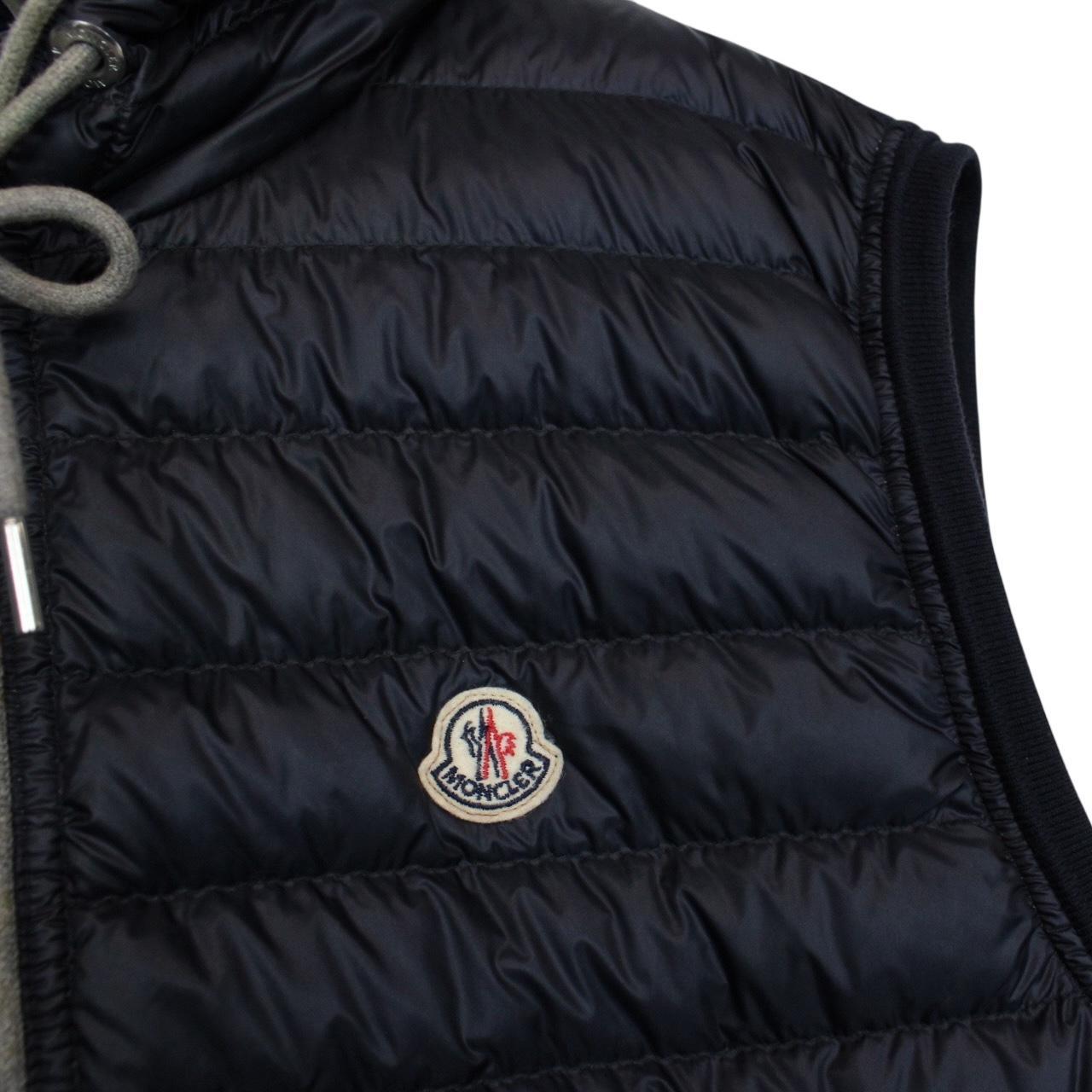 Moncler Maglia Navy Blue Full Zip Hooded Down Gilet