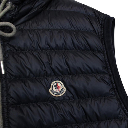 Moncler Maglia Navy Blue Full Zip Hooded Down Gilet