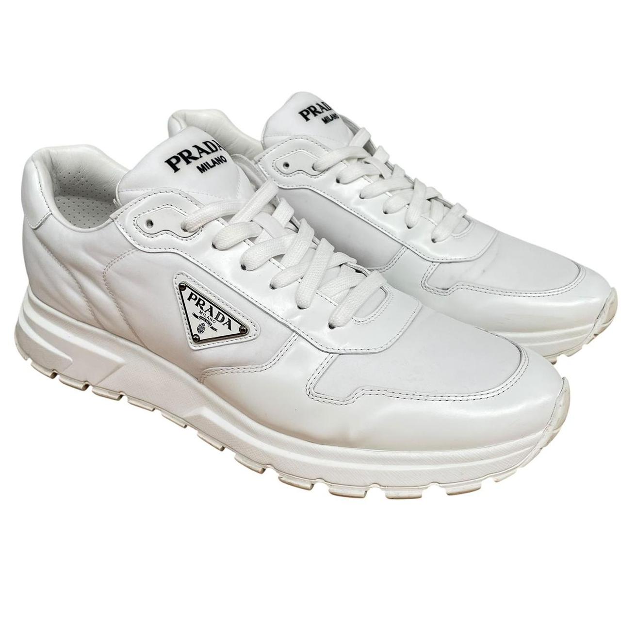 Prada Prax 01 White Re-Nylon and Leather Trainers