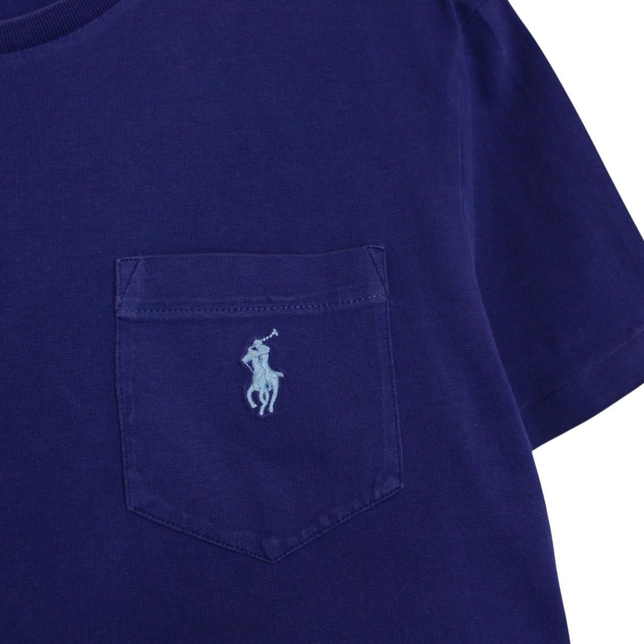 Polo Ralph Lauren blue short sleeve cotton t-shirt with chest pocket and logo.