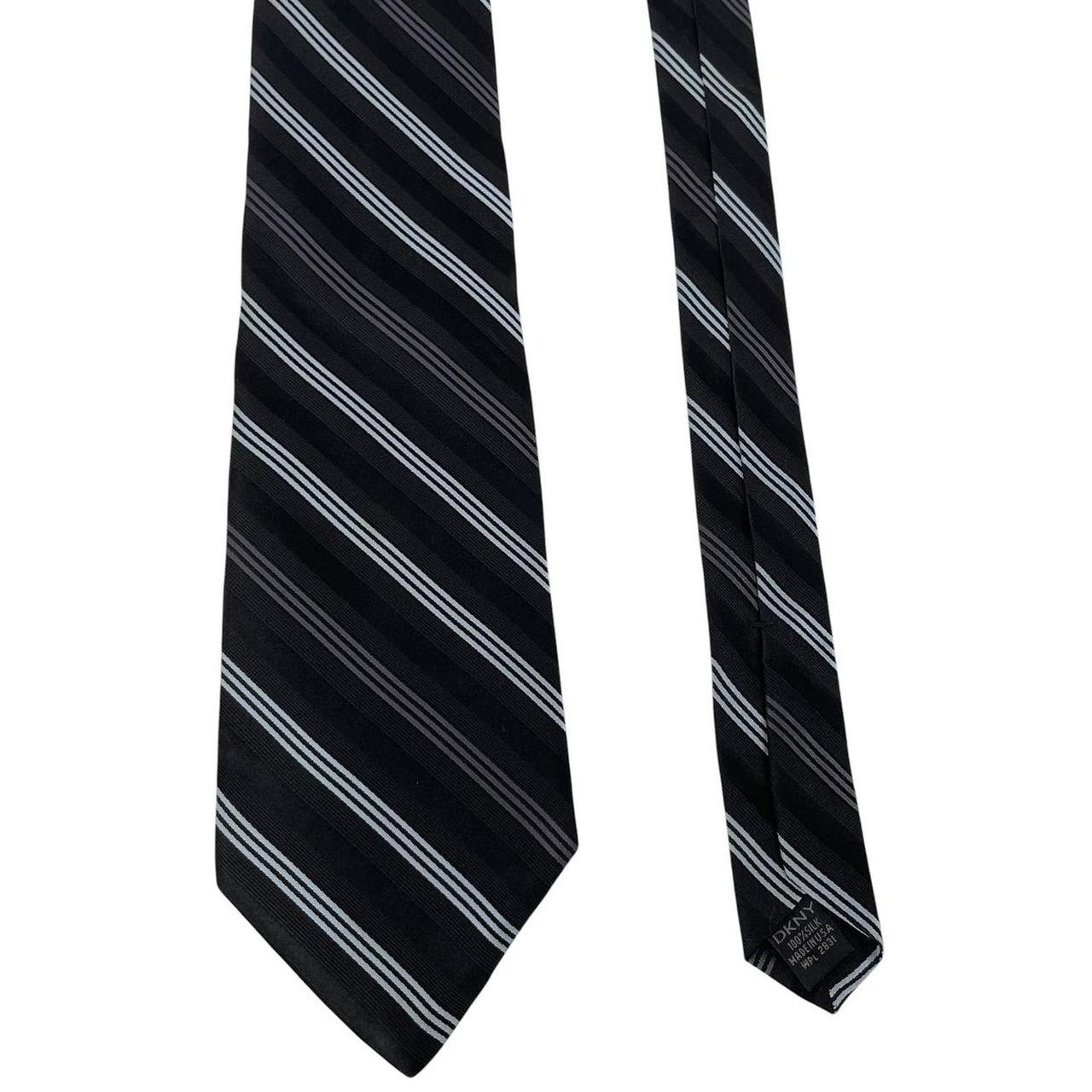 Vintage DKNY Black Striped Silk Tie